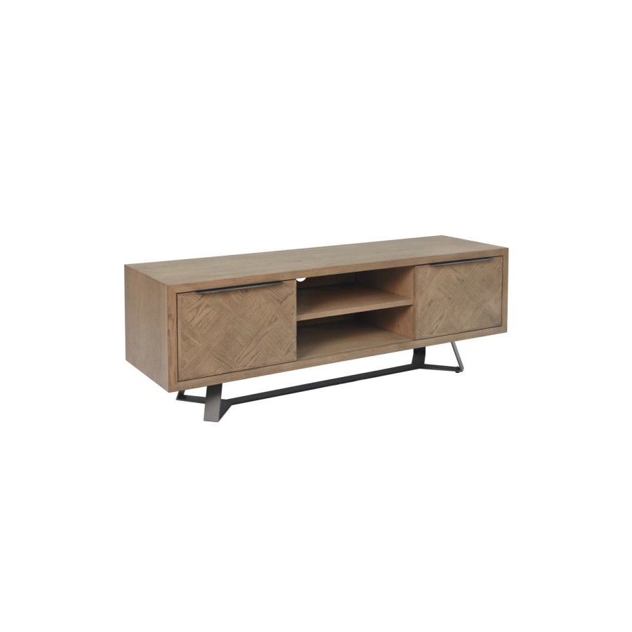 Brown Chevron TV Stand with Storage