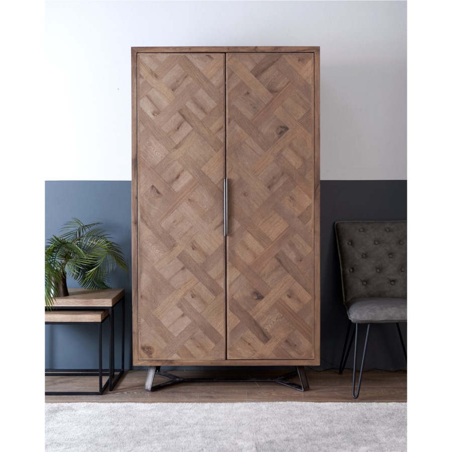 Brown Chevron Wine Drinks Cabinet 