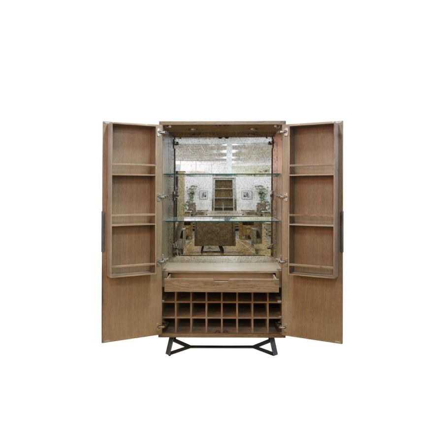 Brown Chevron Wine Drinks Cabinet 