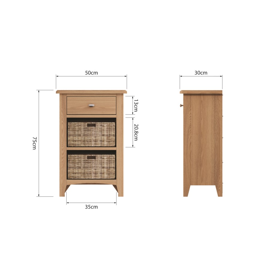 Bourton Light Oak Hall Storage Unit with 3 Drawers