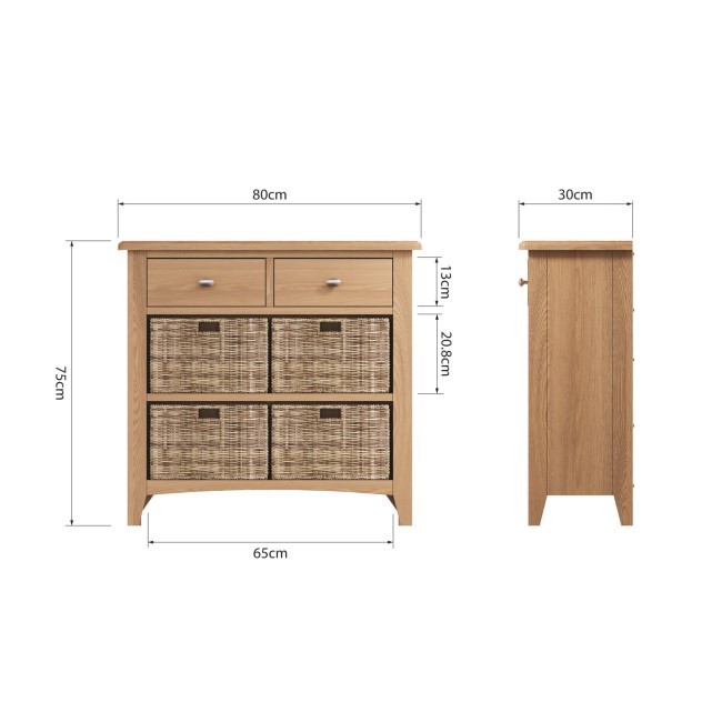 Bourton Light Oak Storage Unit with 6 Drawers