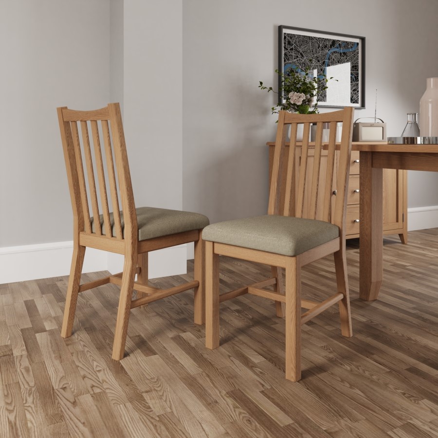 Bourton Solid Oak Dining Chairs with Ladder Backs 