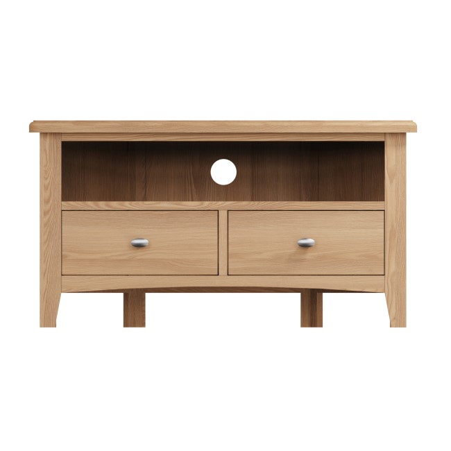 Bourton Solid Oak Corner TV Unit with Open Shelf