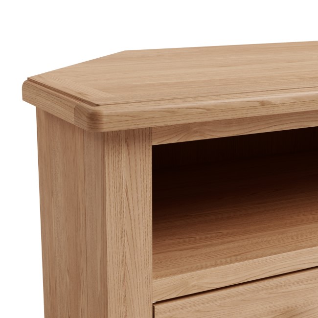 Bourton Solid Oak Corner TV Unit with Open Shelf