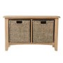 Bourton Solid Oak Hall Bench with Wicker Baskets
