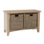 Bourton Solid Oak Hall Bench with Wicker Baskets