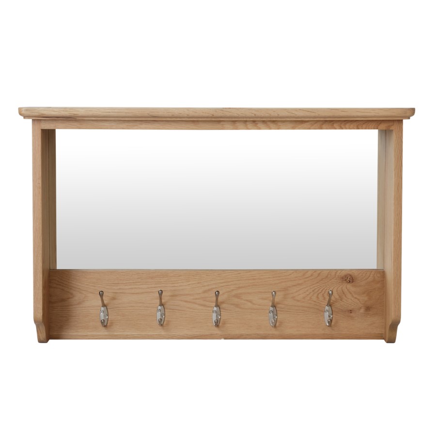 Bourton Solid Oak Coat Rack with Mirror