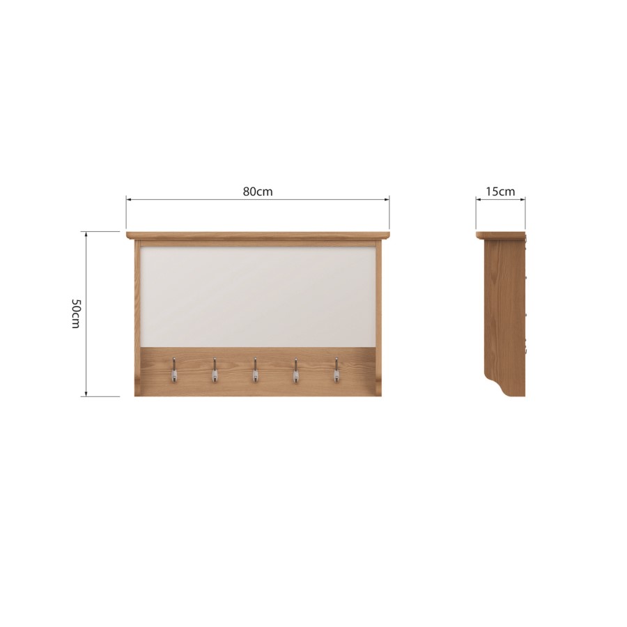 Bourton Solid Oak Coat Rack with Mirror