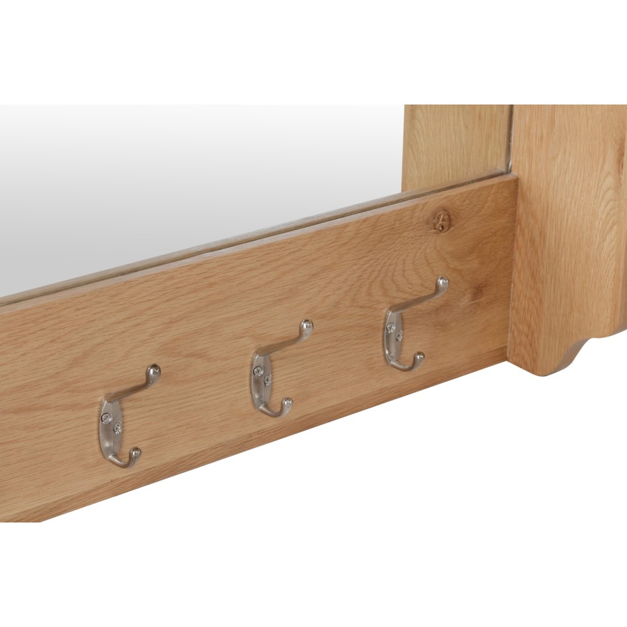 Bourton Solid Oak Coat Rack with Mirror