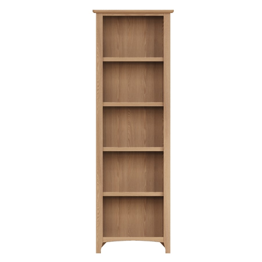 Narrow Oak Bookcase with 5 Shelves