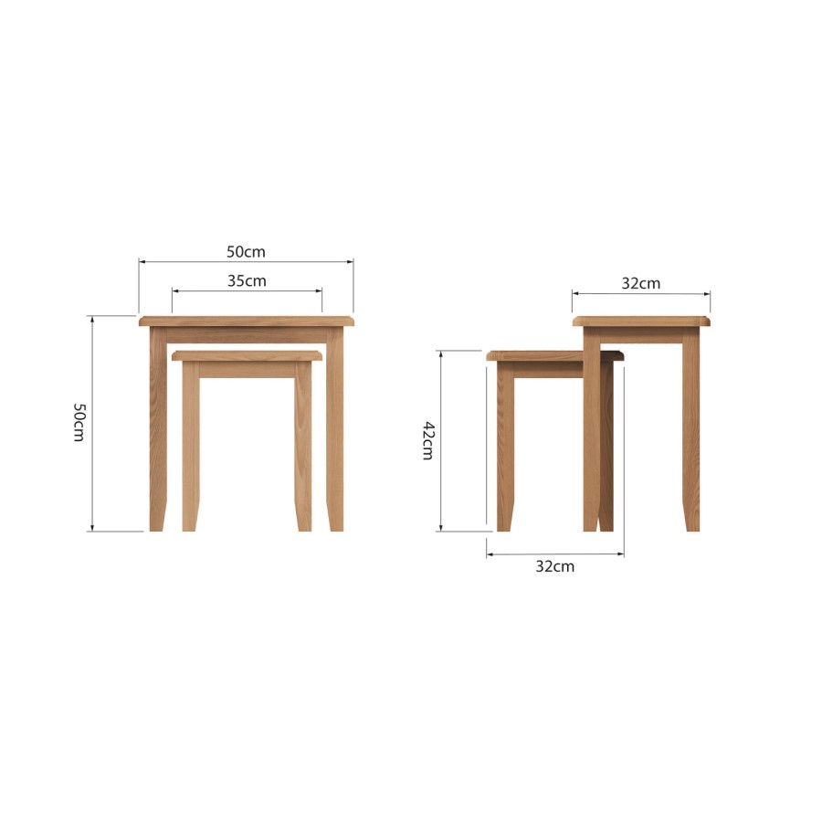 Bourton Set of 2 Side Tables in Solid Oak - Square