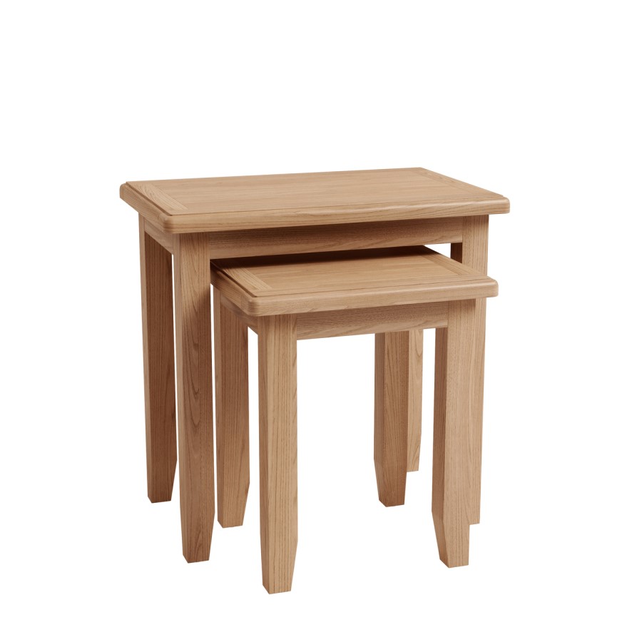 Bourton Set of 2 Side Tables in Solid Oak - Square