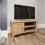 Bourton Solid Oak TV Unit with Cupboard & Open Shelves