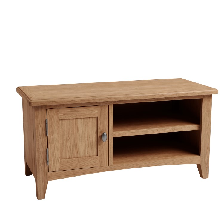 Bourton Solid Oak TV Unit with Cupboard & Open Shelves