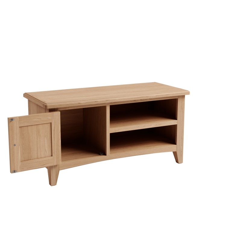 Bourton Solid Oak TV Unit with Cupboard & Open Shelves