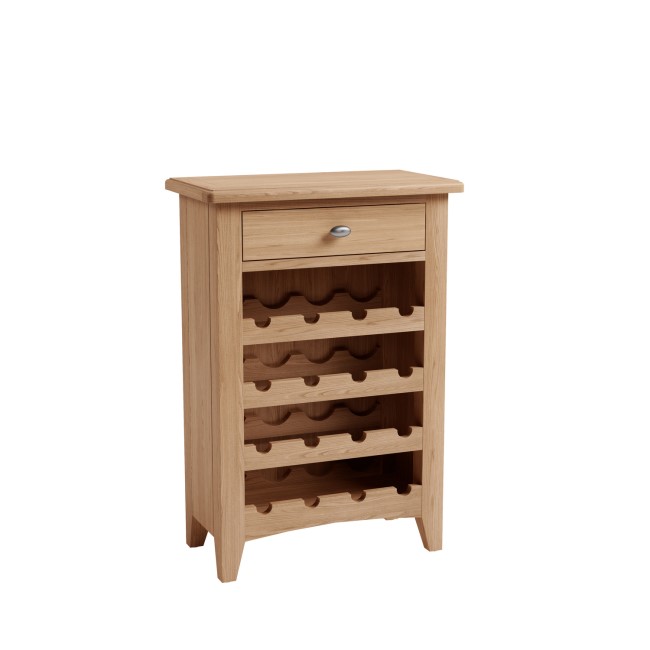 Solid Oak Wine Rack with Drawer