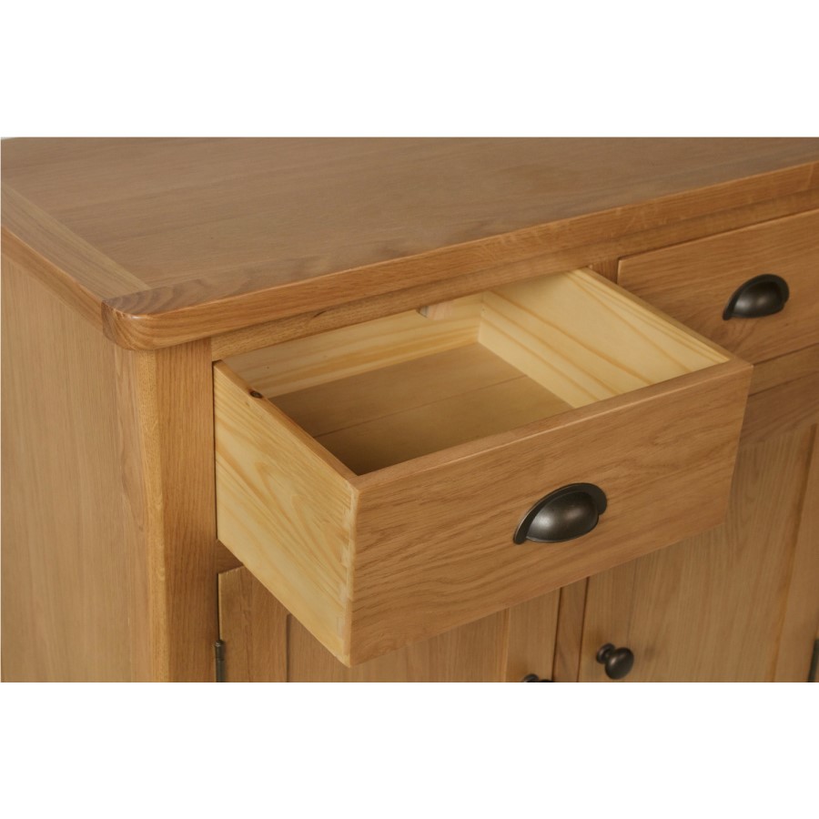 GRADE A2 - Rustic Oak 3 Door Sideboard