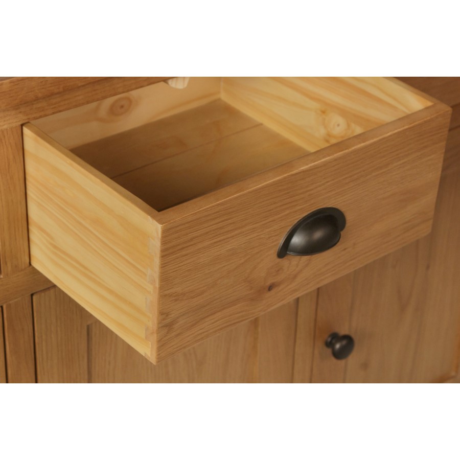 GRADE A2 - Rustic Oak 3 Door Sideboard