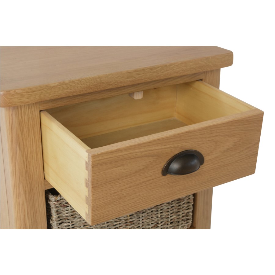 Rustic Oak Lamp Table with Basket