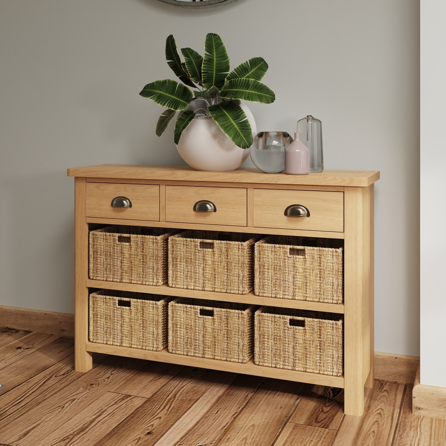 Rustic Oak 9 Drawer Storage Unit - Furniture123