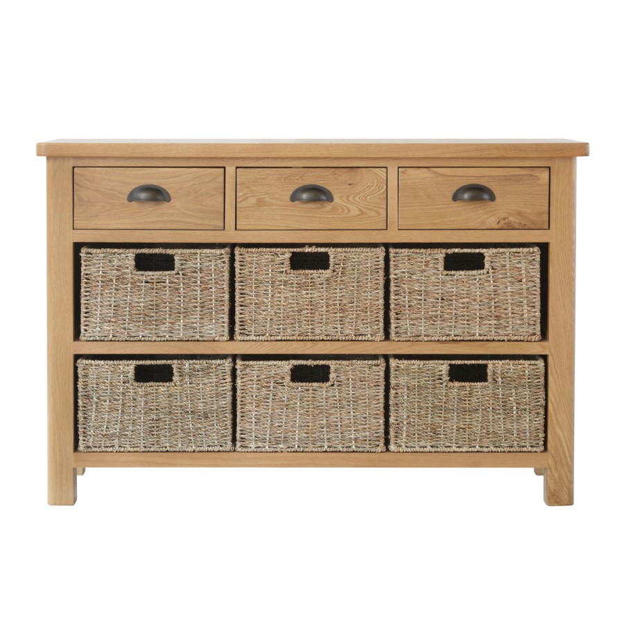 Rustic Oak 9 Drawer Storage Unit