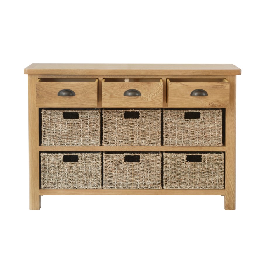 Rustic Oak 9 Drawer Storage Unit