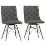 Pair of Faux Leather Grey Dining Chairs - Evander