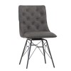 Pair of Faux Leather Grey Dining Chairs - Evander