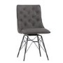 Pair of Faux Leather Grey Dining Chairs - Evander