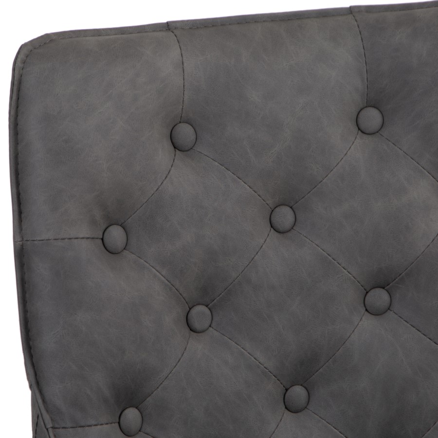 Pair of Faux Leather Grey Dining Chairs - Evander