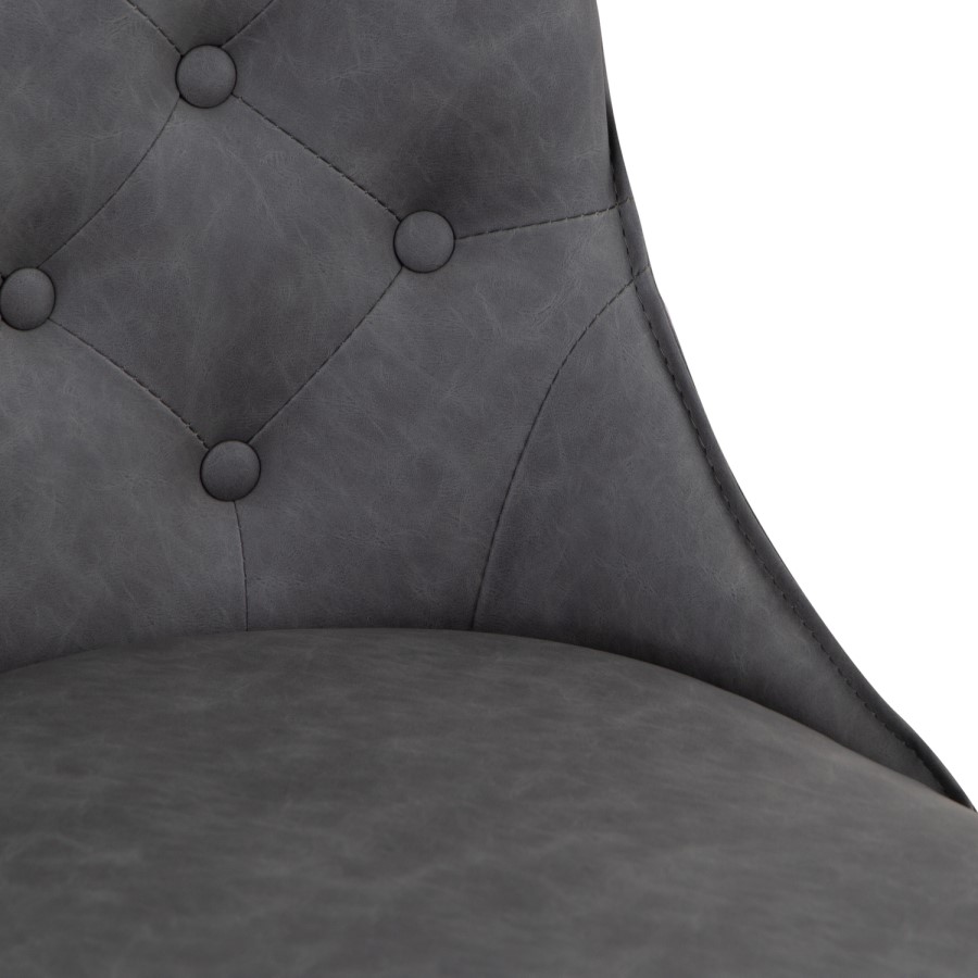 Pair of Faux Leather Grey Dining Chairs - Evander