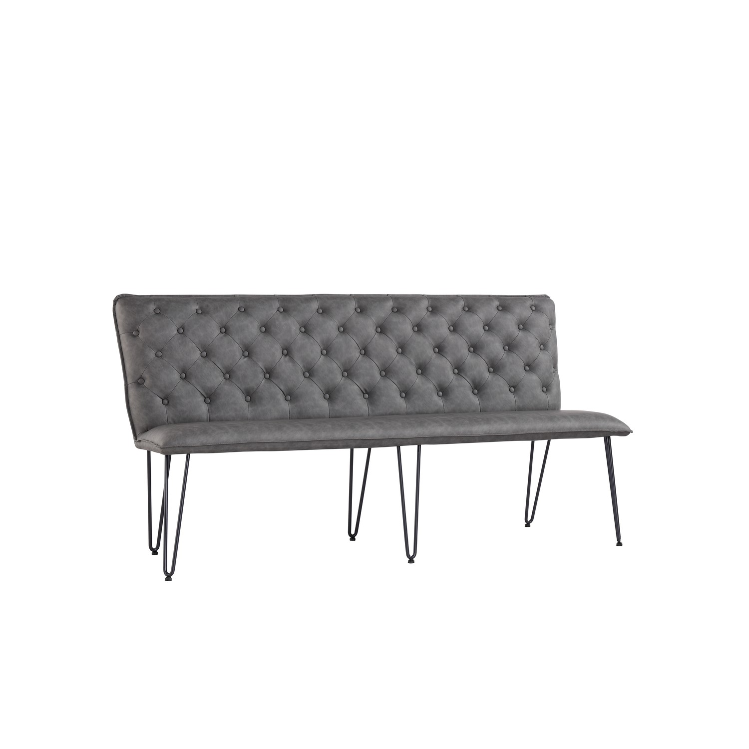 Large Grey Dining Bench With Studded Back Furniture123