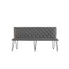 Large Grey Dining Bench with Studded Back 