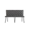 Small Grey Dining Bench with Studded Back 