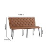 Small Tan Leather Dining Bench with Back 