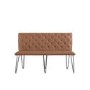 GRADE A1 - Small Tan Dining Bench with Studded Back