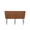 Small Tan Leather Dining Bench with Back 