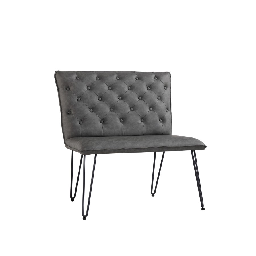 ONLY OPENED - Extra Small Grey Dining Bench with Studded Back