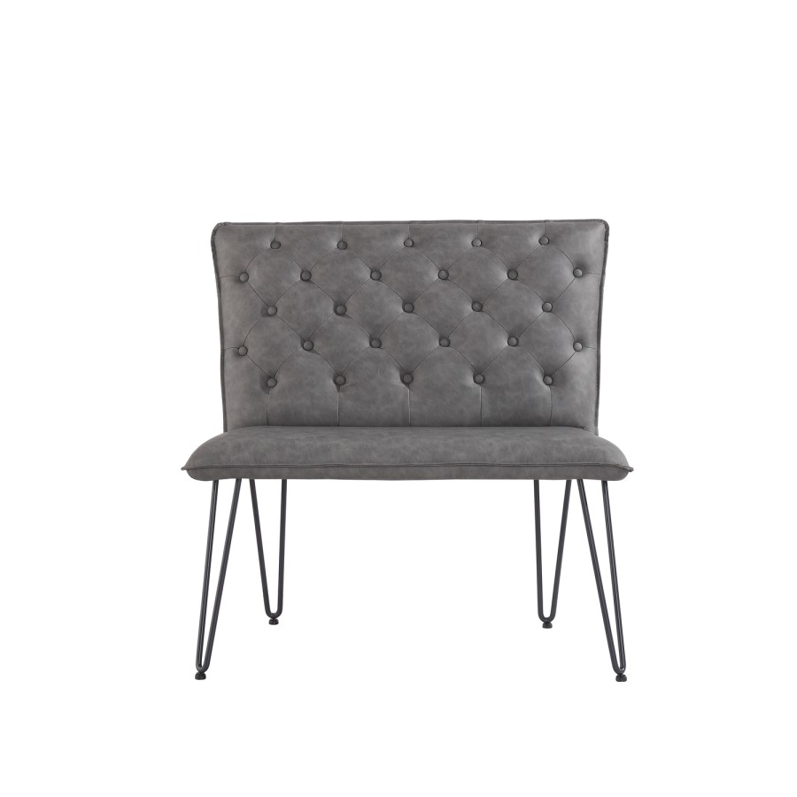 ONLY OPENED - Extra Small Grey Dining Bench with Studded Back