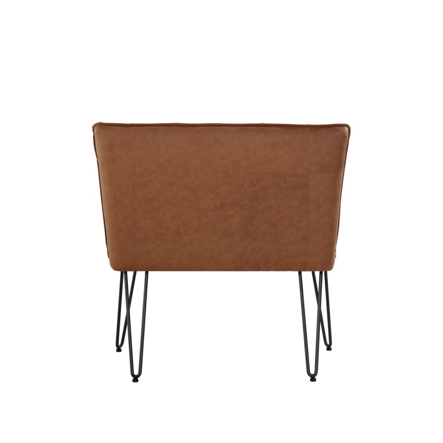 GRADE A1 - Extra Small Tan Dining Bench with Studded Back