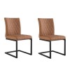 Pair of Tan Dining Chairs with Diamond Stitching