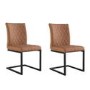 Pair of Tan Dining Chairs with Diamond Stitching
