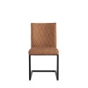 Pair of Tan Dining Chairs with Diamond Stitching