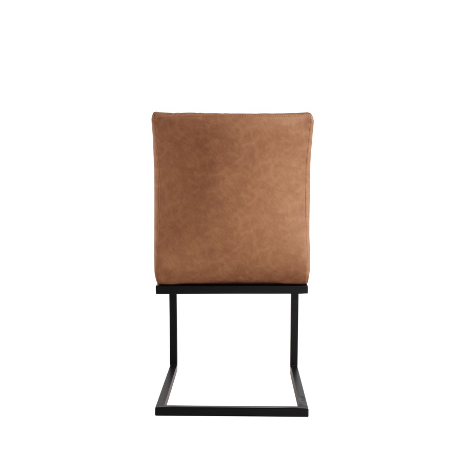 Pair of Tan Dining Chairs with Diamond Stitching