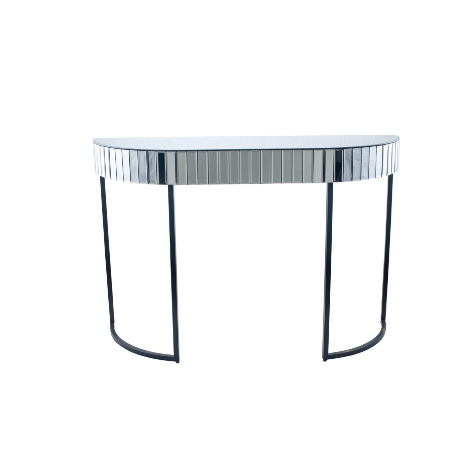 Smoked Grey Console Table with Mirrored Panels