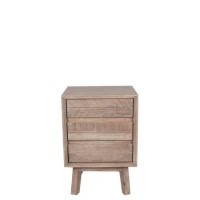 Wood Side Table with 3 Drawers