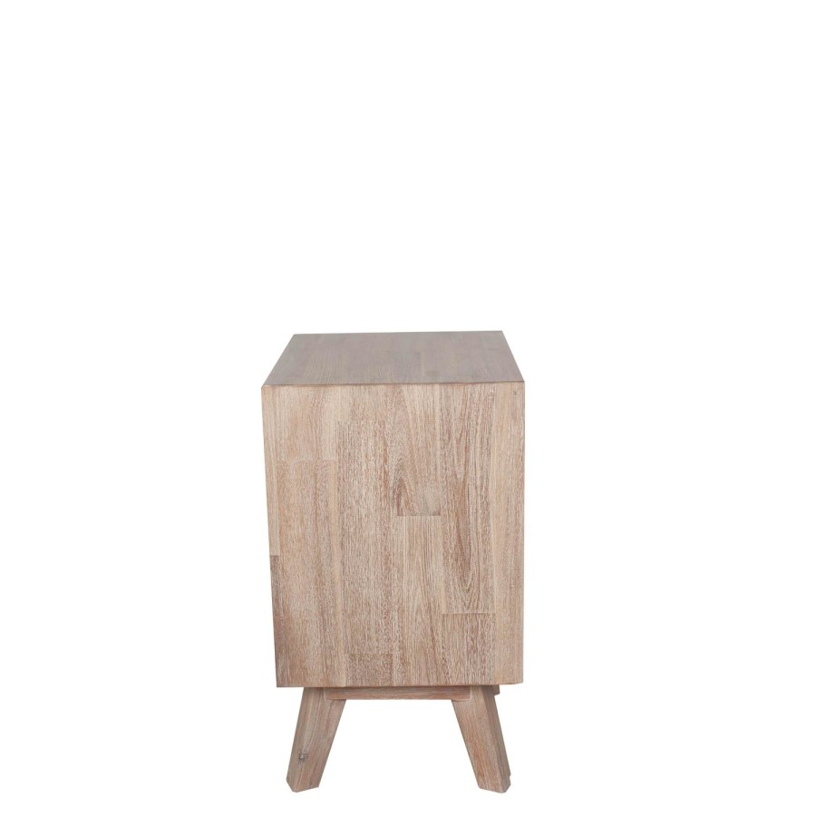 Wood Side Table with 3 Drawers