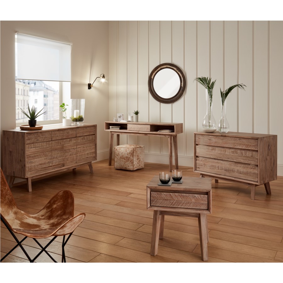 Sand Wash Acacia Wood Sideboard with 3 Drawers