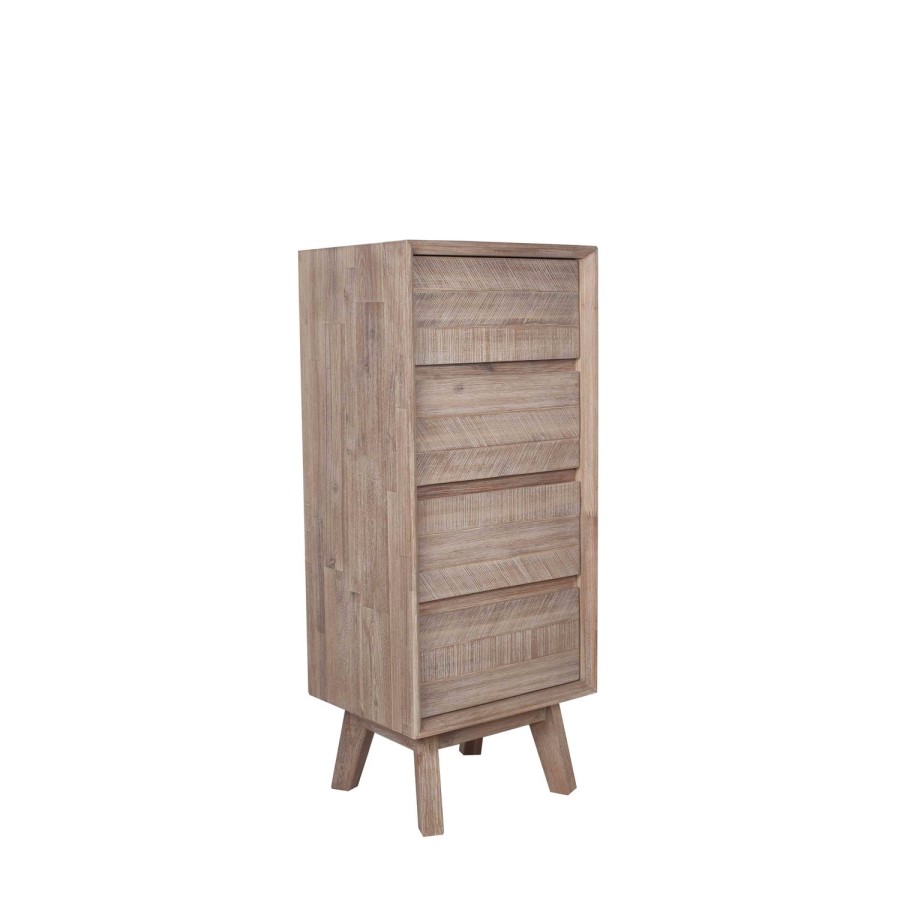 Sand Wash Acacia Wood Sideboard with 4 Drawers