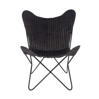 Steel Grey Leather & Iron Butterfly Chair Steel Grey Leather & Iron Butterfly Chair
